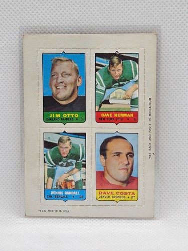 1969 Topps mini cards 4-in-1 Football Stamps - Picture 3 of 5
