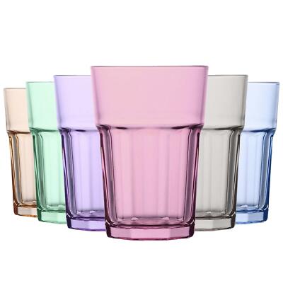 LAV 6x ARAS Farbige Highball-Gläser Wassersaft-Cocktail-Tumbler 365ml Multi