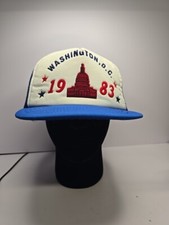 Washington D.C. Blue 80's Foam USA Snapack Trucker Hat Cap 1983 Vtg