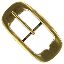 AC0161 Center-Bar Brass Plated Shiny Belt Buckle