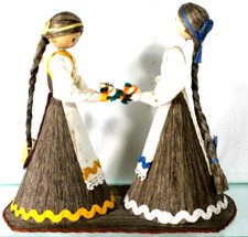 Vintage Folk Flax Dolls Traditional Hand Made From Belarus Souvenir Read