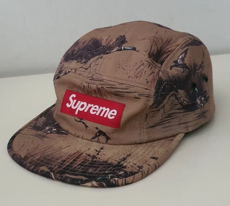FW12 Supreme Dogs And Ducks Camp Cap Tan Hat Vintage 2012 Box Logo Rare Khaki