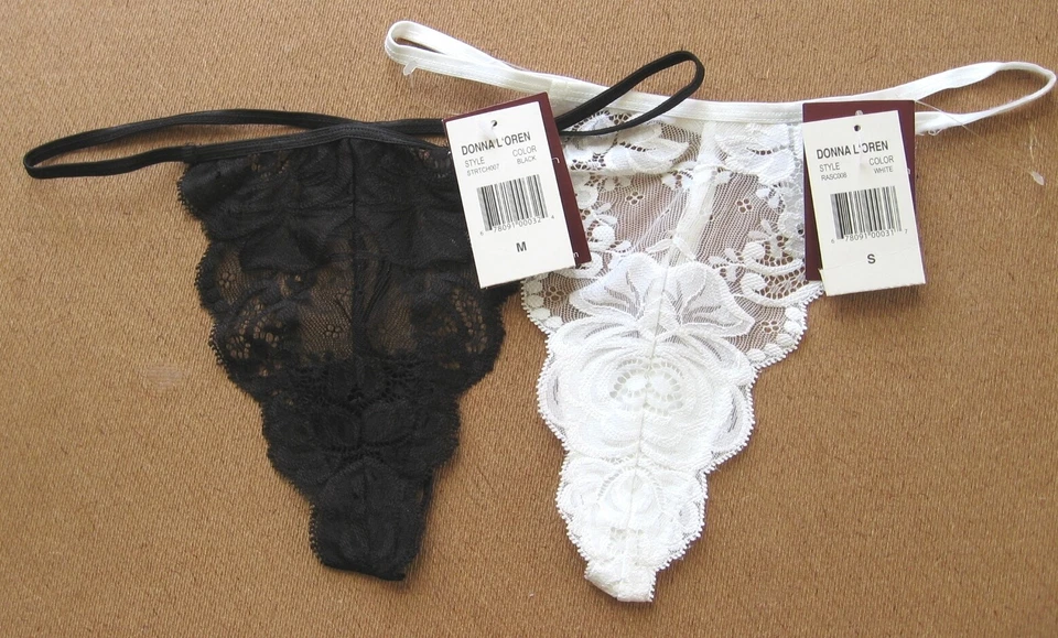 A558 Donna L'oren NEW Women's Sheer Embroidered Floral Lace Panel G-String Thong - Image 3 of 4