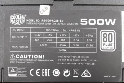 Cooler Master B500 ver.2 500W ATX 2.3 Netzteil 500 Watt 80+   #135311