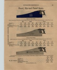 1903 PAPER AD 2 Sided Colonial Blued Blade Hand Rip Panel Saw Disston's