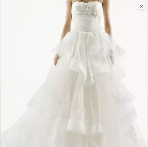 White by Vera Wang Wedding Dress Gown Sweetheart Strapless Lace Ivory 8