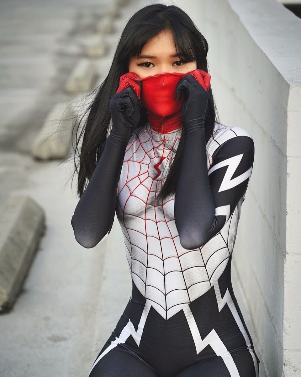 Silk Cindy Moon Bodysuit Cosplay Costume Spider-Woman Jumpsuit 3D Suit  Halloween