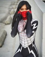 Silk Cindy Moon Bodysuit Cosplay Costume Spider-Woman Jumpsuit 3D Suit Halloween