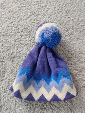 Vintage Panhandle Kids Wool Beanie Purple Pom Pom Winter One Size