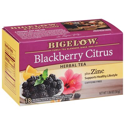 Bigelow Blackberry Citrus Plus Zinc Herbal Tea 108 Tea Bags Pack of 6