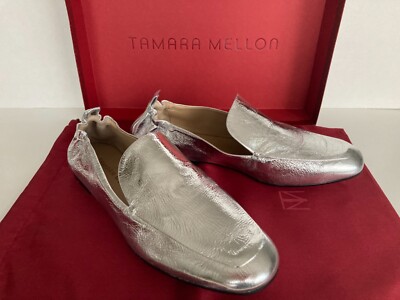 Tamara Mellon Co-Founder Jimmy Choo Stow10 Wrinkle Silver Leather
