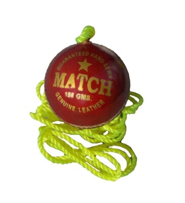 Cricket Leather Rope Ball Practice Knocking Ball String colour may be vary US