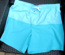 NEW SONOMA MENS BOARD SHORTS SWIM TRUNKS-TWO TONED AQUA -"X-LARGE" ELASTIC WAIST