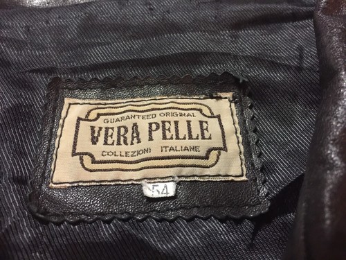 vera pelle mens black leather jacket / coat/ size 54/ made in