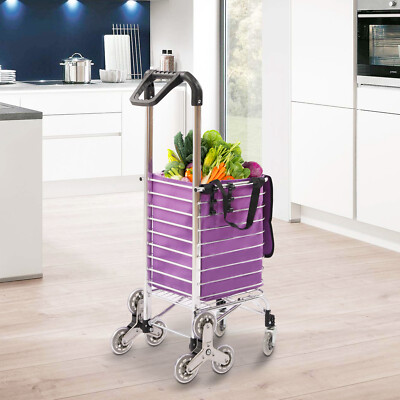 Folding Shopping Cart Grocery Trolley Laundry Stair Climbing Handcart 6/8 Wheels