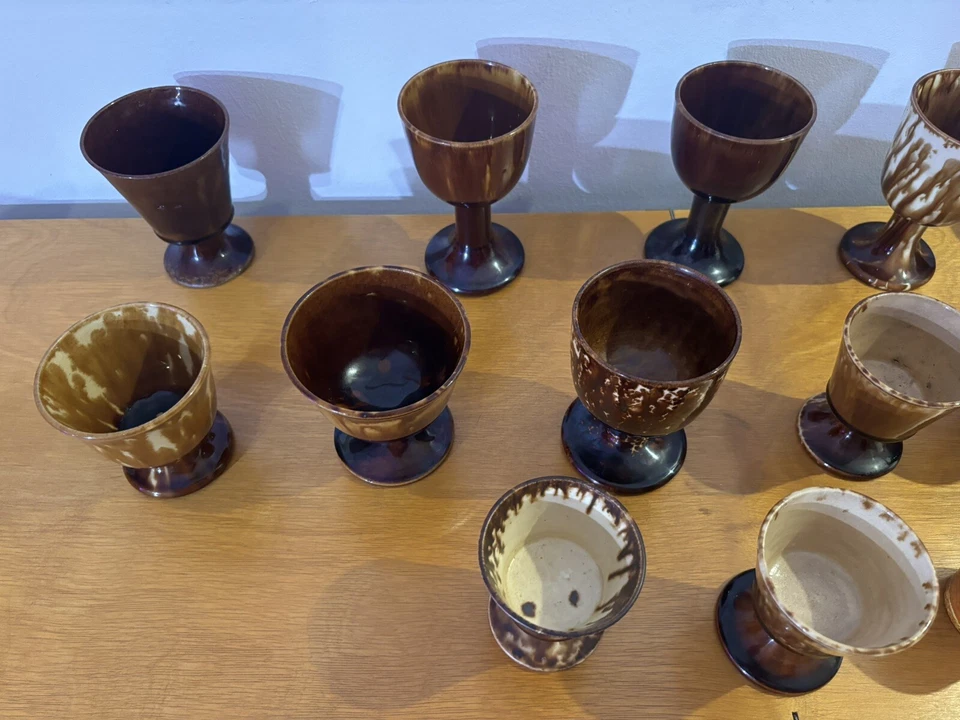 Lote 14 copas y tazas antiguas de cerámica esmaltadas Bennington Rockingham Foto 4 de 4