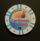 $1.00 CASINO CHIP "CARIBBEAN CASINO" YAKIMA, WA.  lightly used — photo 2