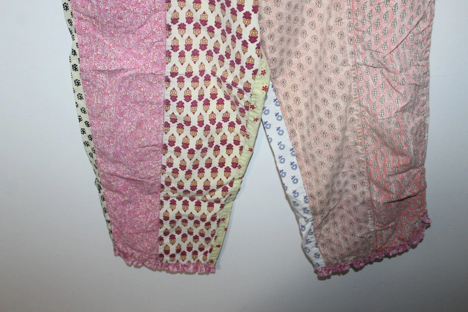 Sacred Threads Boho Hippie Patchwork Festival Pants S India Cropped Pull On - Image 3 of 4