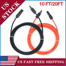 10 AWG Solar Panel Extension Cable PV Wire Solar Connectors Pair Black Red 6mm²
