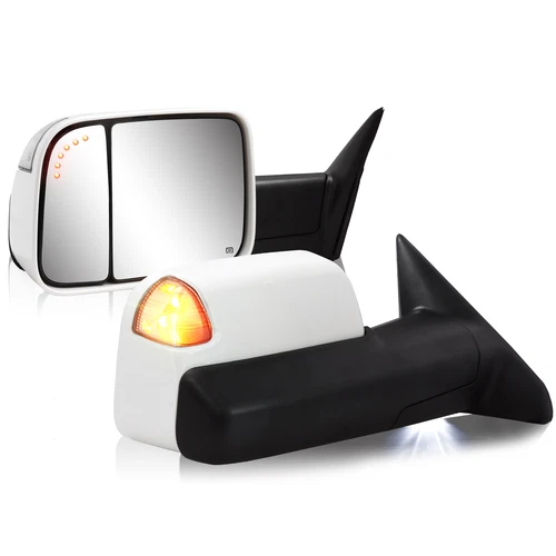 Painted White Towing Mirrors LED Signals For 09-18 Ram 1500 10-18 Ram 2500 3500