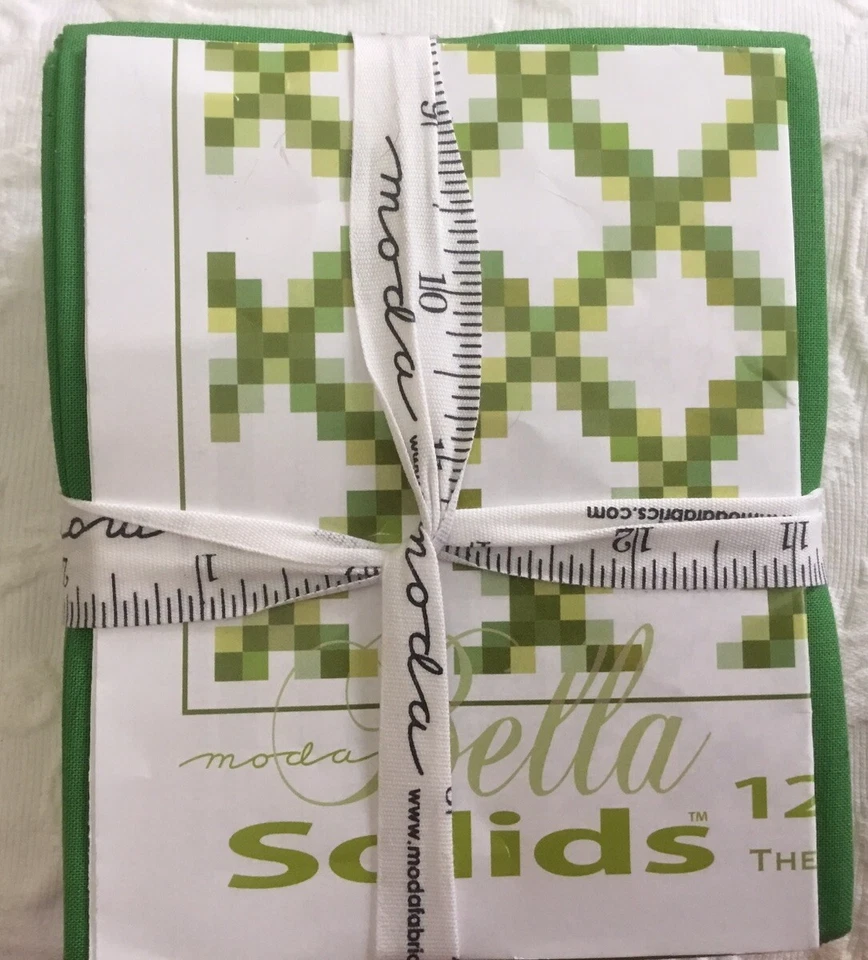 Moda BELLA SOLIDS 12 Fat Qtr. Bundle “Luck Of The Irish” Greens Pattern Included - Image 3 of 4