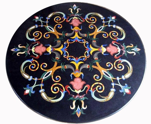 23" Marmor Center Couchtisch Top Hartstein Inlay Handarbeit