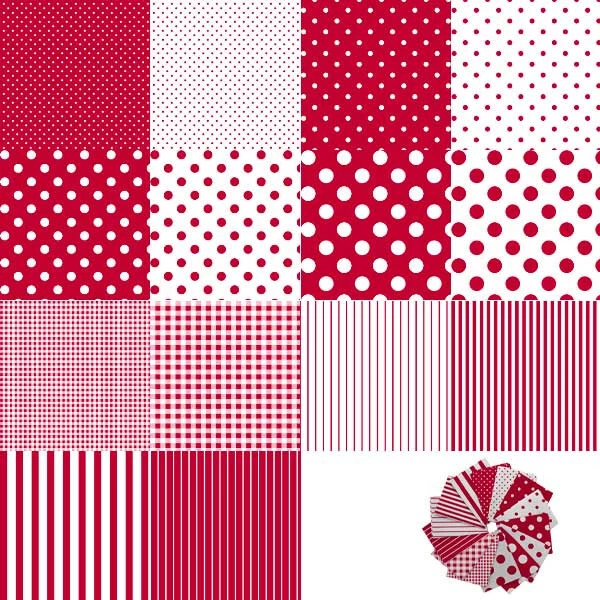 Paquete de cuartos de algodón Dots Stripes Gingham Fat Quarter tela Q T gris 14 piezas Foto 2 de 4