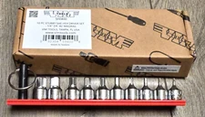 VIM 10pc 1/4" dr SAE Stubby Hex Bit Driver Socket Set w/Magrail 5/64-3/8" SHI400