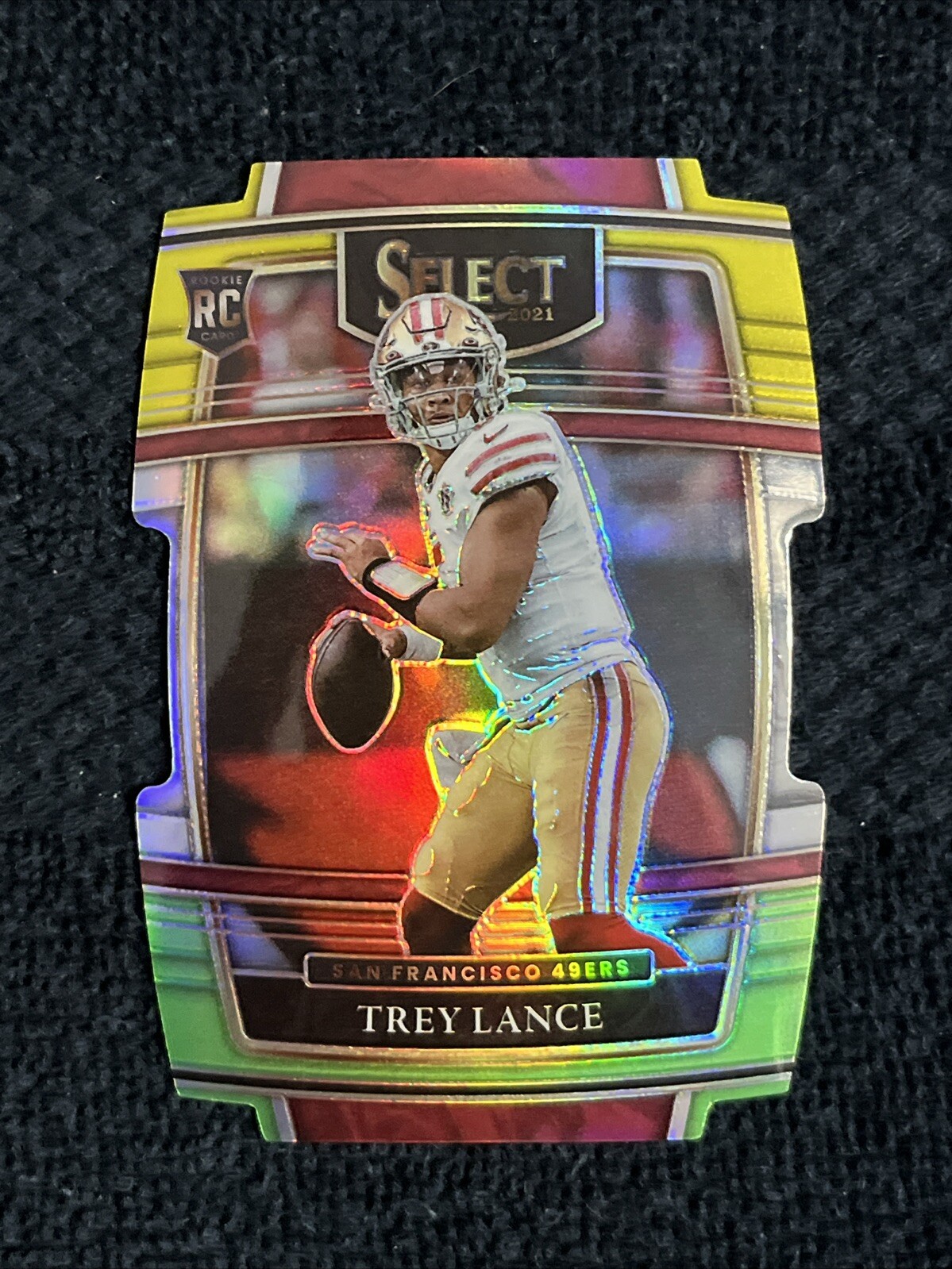 2021 Panini Select - Concourse Trey Lance #45 Green & Yellow Prizm Die-Cut (RC)