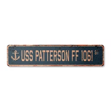 USS PATTERSON FF 1061 Vintage Street Sign us navy ship veteran sailor rustic