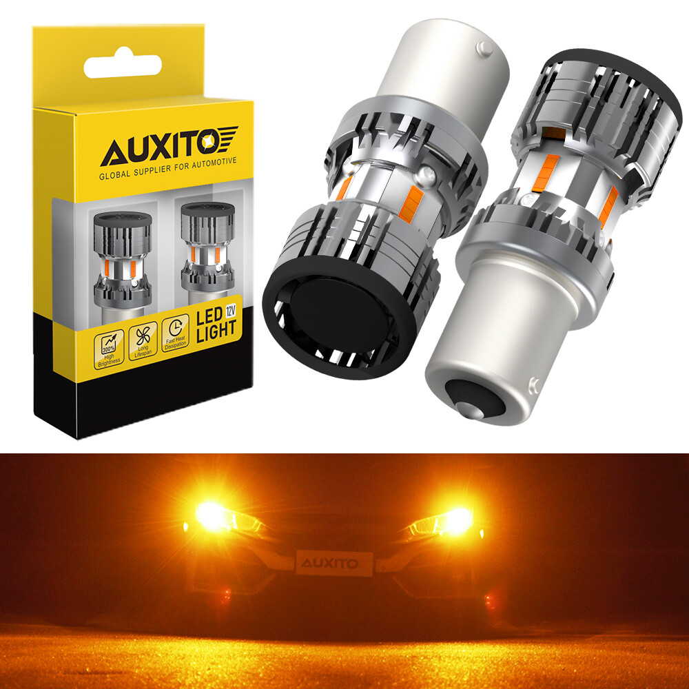 1156/bau15s LED Amber Turn Yellow Signal Parking DRL Side Marker Light Bulbs 2PC
