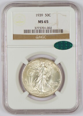 1939 Walking Liberty Half Dollar Graded MS65 by NGC with CAC