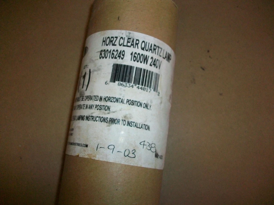 Fostoria Industries 63016249 Clear Quartz Infrared Lamp 1600WATT 240V NEW - Image 2 of 3