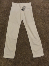 NEW YOUTH KIDS UNDER ARMOUR WHITE RELAXED FIT BASEBALL PANTS SIZE YOUTH X-LARGE