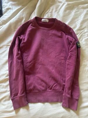 Stone Island Red  Cotton Crew Neck Logo Sweatshirt Men's Long Sleeve