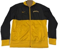 Pittsburgh Pirates Track Jacket Men Medium Gold Black Nike MLB Baseball Full Zip