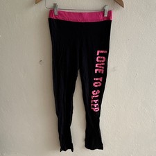 Women s Black Pink Ankle Leggings Size S Regular Cotton Elastic Waist Stretch
