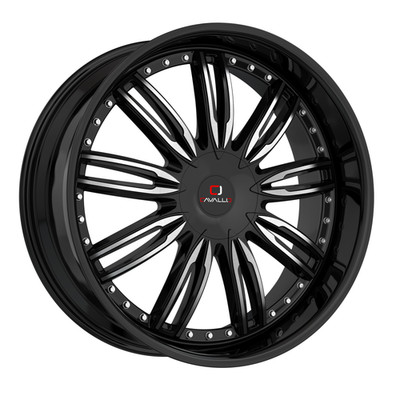 22'' Cavallo CLV-54 Gloss Black & Machined Wheel 22x9.5 6x135 6x5.5 25mm Rim