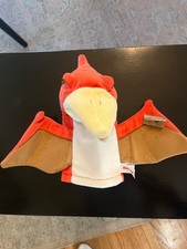 Aurora Pterodactyl Dinosaur Hand Puppet 10" Orange Plush Stuffed Toy