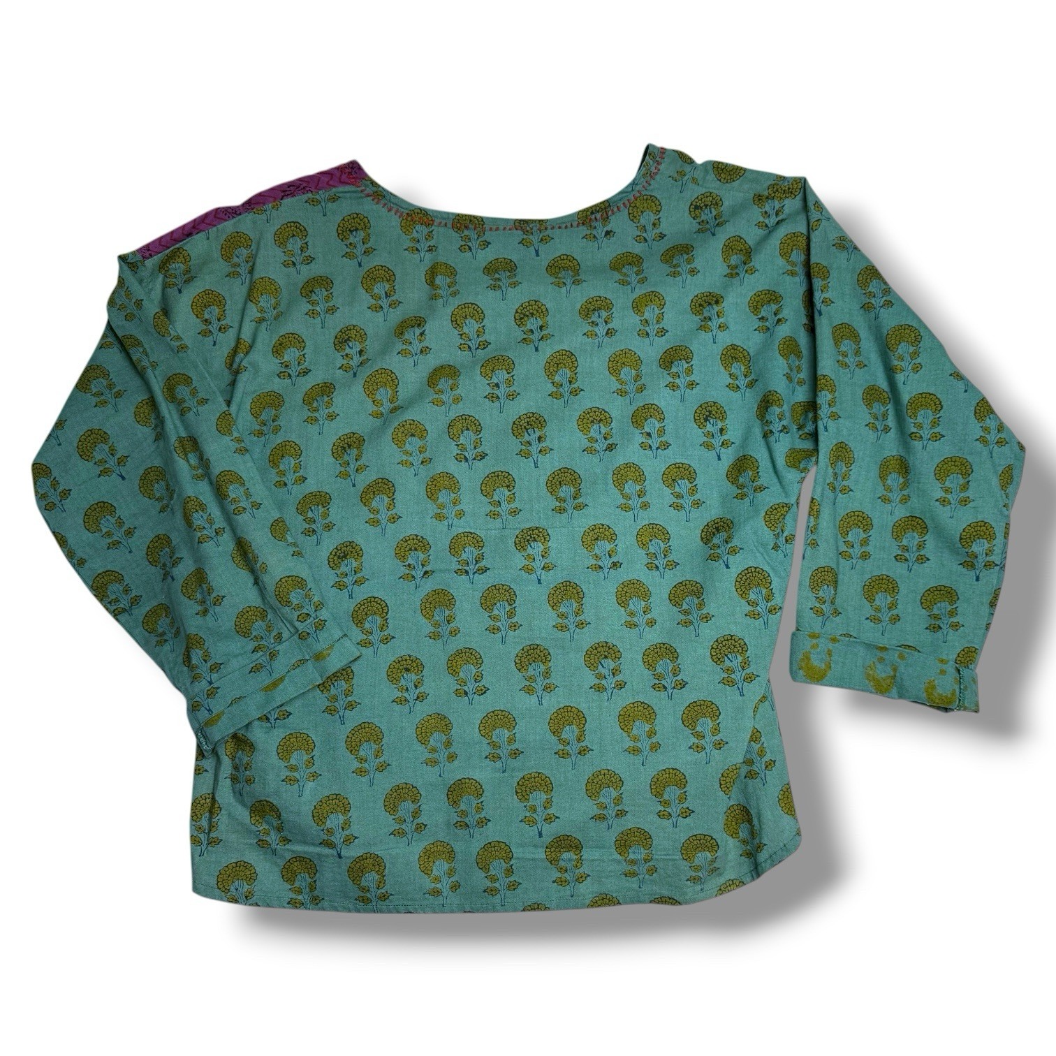 Patchwork Block Print Tunic Womens PL Artisan Hip… - image 4