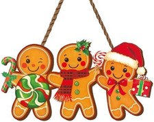 Gingerbread Man Wooden Hanging Sign Christmas Decor