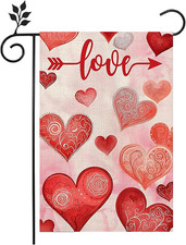 Valentine'S Day Heart Garden Flag 12X18 Inch Double Sided Red Love Heart Seasona