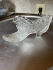 Clear Pressed Glass Shoe Figurine Glossy Decorative Collectible vintage fenton