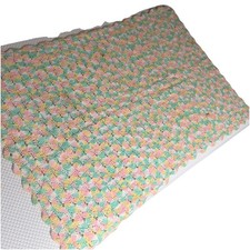 Small Baby Afghan Handmade Crochet Baby Blanket Pastel Colors vintage from 1979