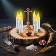 Short Taper Candles Battery Operated with Timer, White Flameless LED Flickeri...