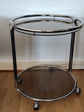 Vintage Barwagen Servierwagen Chrom & Rauchglas 70er Jahre Mid Century