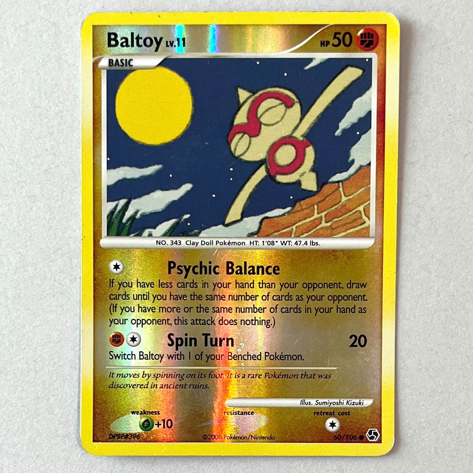 Pokemon TCG Card Baltoy 60/106 Reverse Holo - D&P Great Encounters 2008 MP