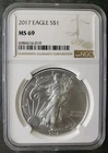 2017 $1 American Silver Eagle Dollar NGC MS69