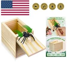 Wooden Surprise Spider Prank Box，Handcrafted Spider in a Box for Kids Ages 3-...