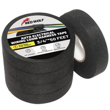 RED WOLF Wiring Harness Tape High Temp Wire Cable Loom Self-Adhesive Fabric Tape